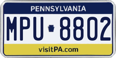 PA license plate MPU8802