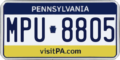 PA license plate MPU8805