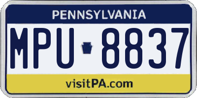 PA license plate MPU8837