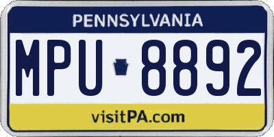 PA license plate MPU8892