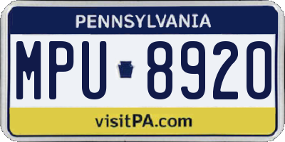PA license plate MPU8920