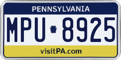 PA license plate MPU8925