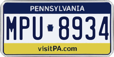 PA license plate MPU8934