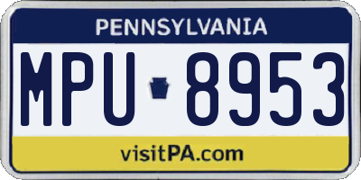 PA license plate MPU8953