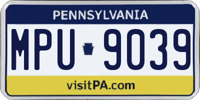 PA license plate MPU9039