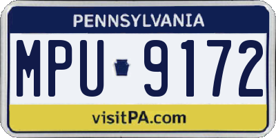 PA license plate MPU9172