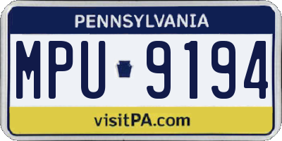 PA license plate MPU9194