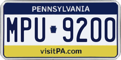 PA license plate MPU9200