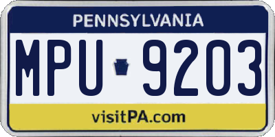 PA license plate MPU9203