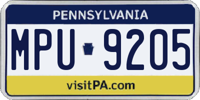PA license plate MPU9205