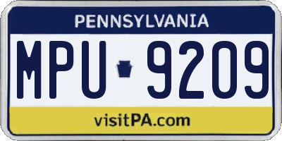 PA license plate MPU9209