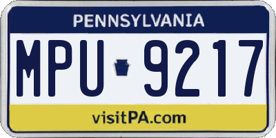PA license plate MPU9217