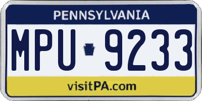 PA license plate MPU9233