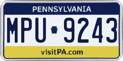 PA license plate MPU9243