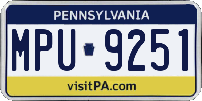 PA license plate MPU9251