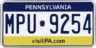 PA license plate MPU9254