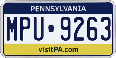 PA license plate MPU9263