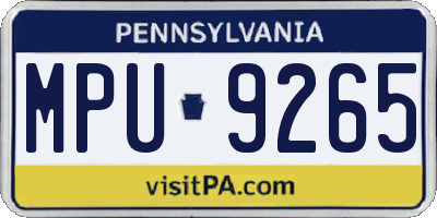 PA license plate MPU9265