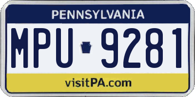 PA license plate MPU9281