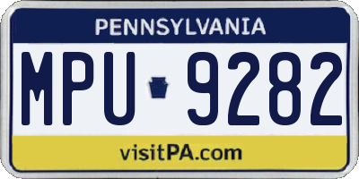 PA license plate MPU9282