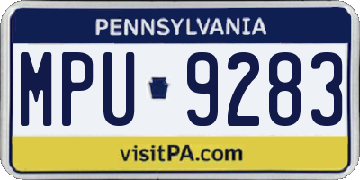 PA license plate MPU9283