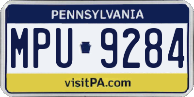 PA license plate MPU9284