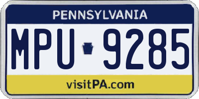 PA license plate MPU9285