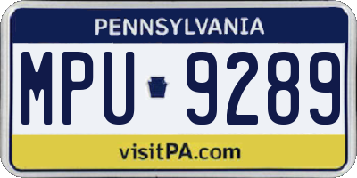 PA license plate MPU9289