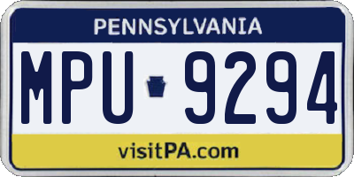 PA license plate MPU9294