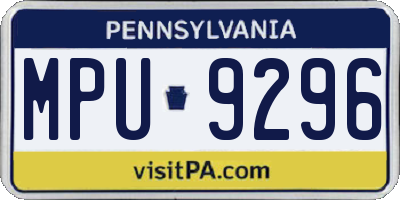 PA license plate MPU9296