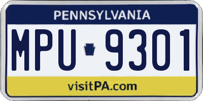 PA license plate MPU9301