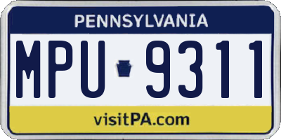 PA license plate MPU9311