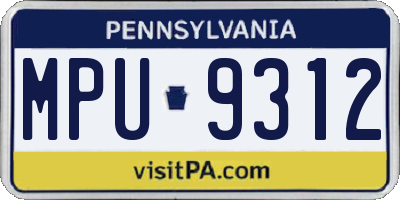 PA license plate MPU9312