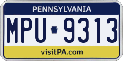 PA license plate MPU9313