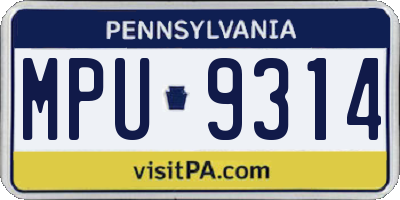 PA license plate MPU9314