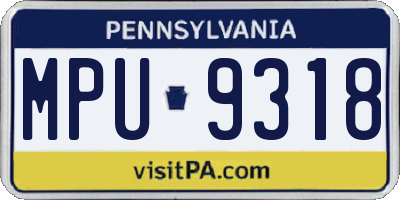 PA license plate MPU9318