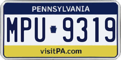 PA license plate MPU9319