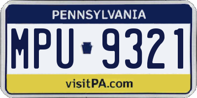 PA license plate MPU9321
