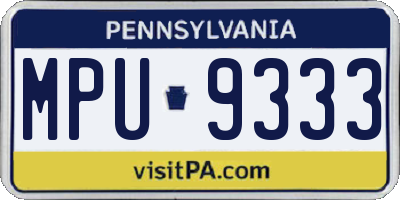 PA license plate MPU9333