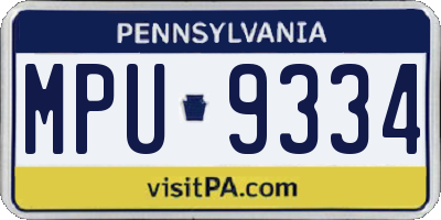 PA license plate MPU9334