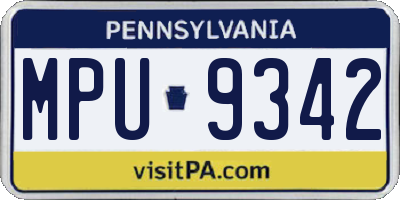 PA license plate MPU9342
