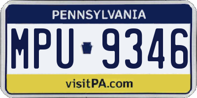 PA license plate MPU9346