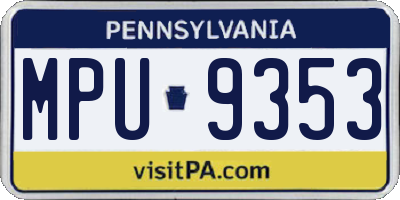 PA license plate MPU9353