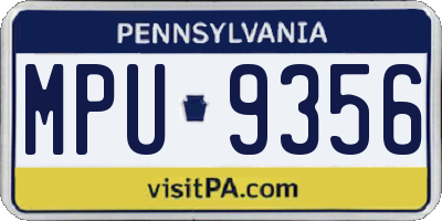 PA license plate MPU9356