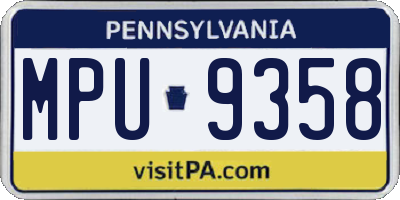 PA license plate MPU9358