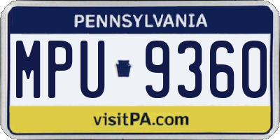 PA license plate MPU9360