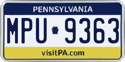 PA license plate MPU9363