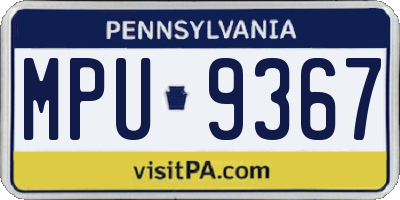 PA license plate MPU9367