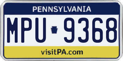 PA license plate MPU9368