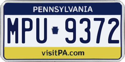 PA license plate MPU9372